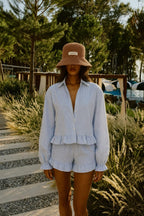 Linen Ruffle Shirt & Shorts Set